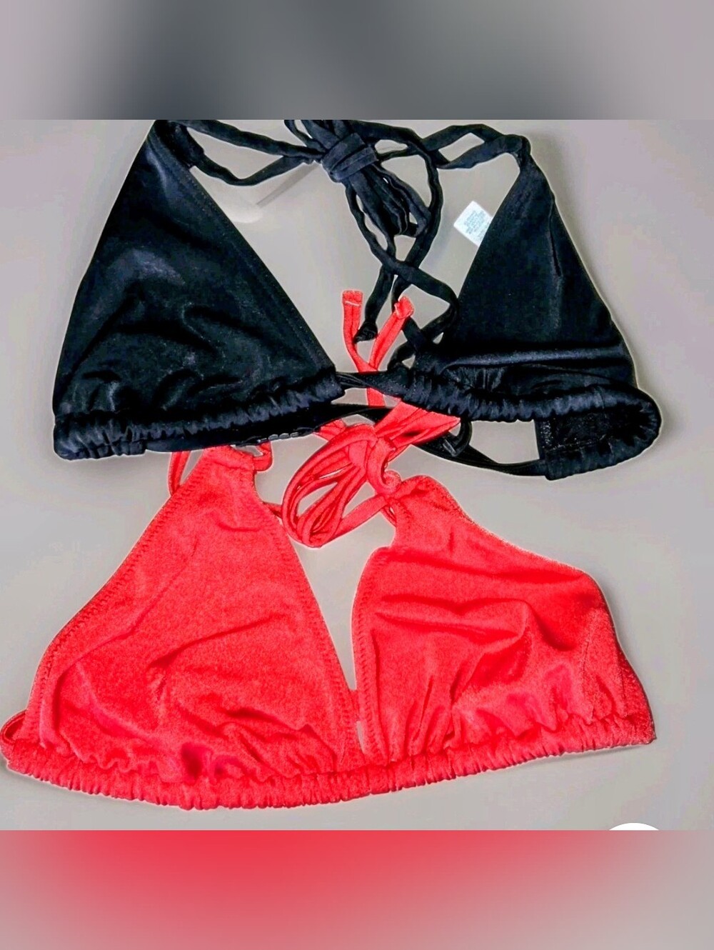 2 ASOS Swim DD Bikini Tops - Red & Black